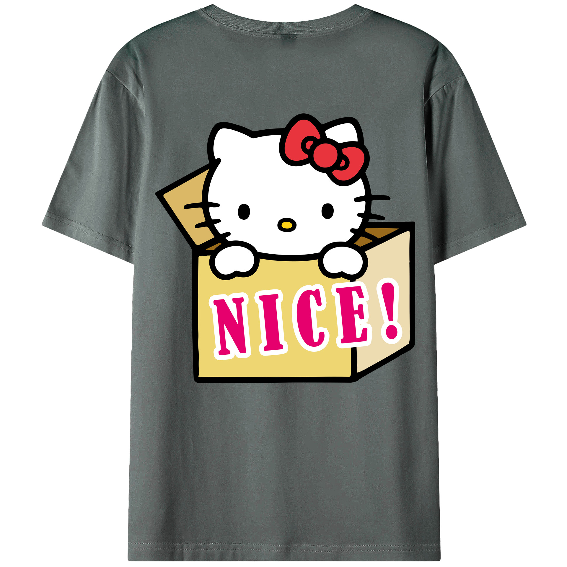 （画像用） Hello Kitty ハローキティ 綿100％ メンズ半袖Tシャツ（バックプリント） 通気性